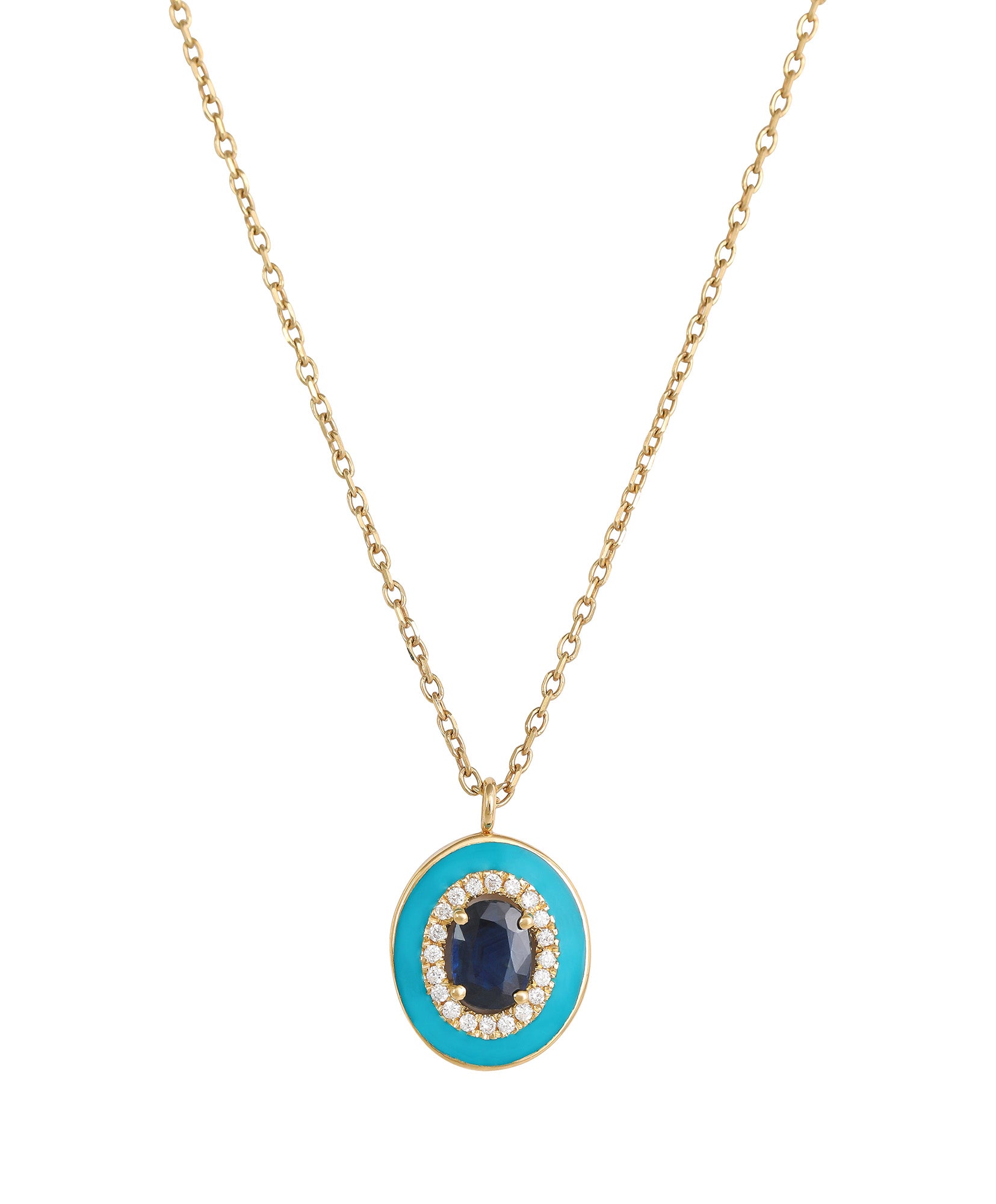 J by Boghossian, necklace, white diamond, gold, sapphire, turquoise enamel