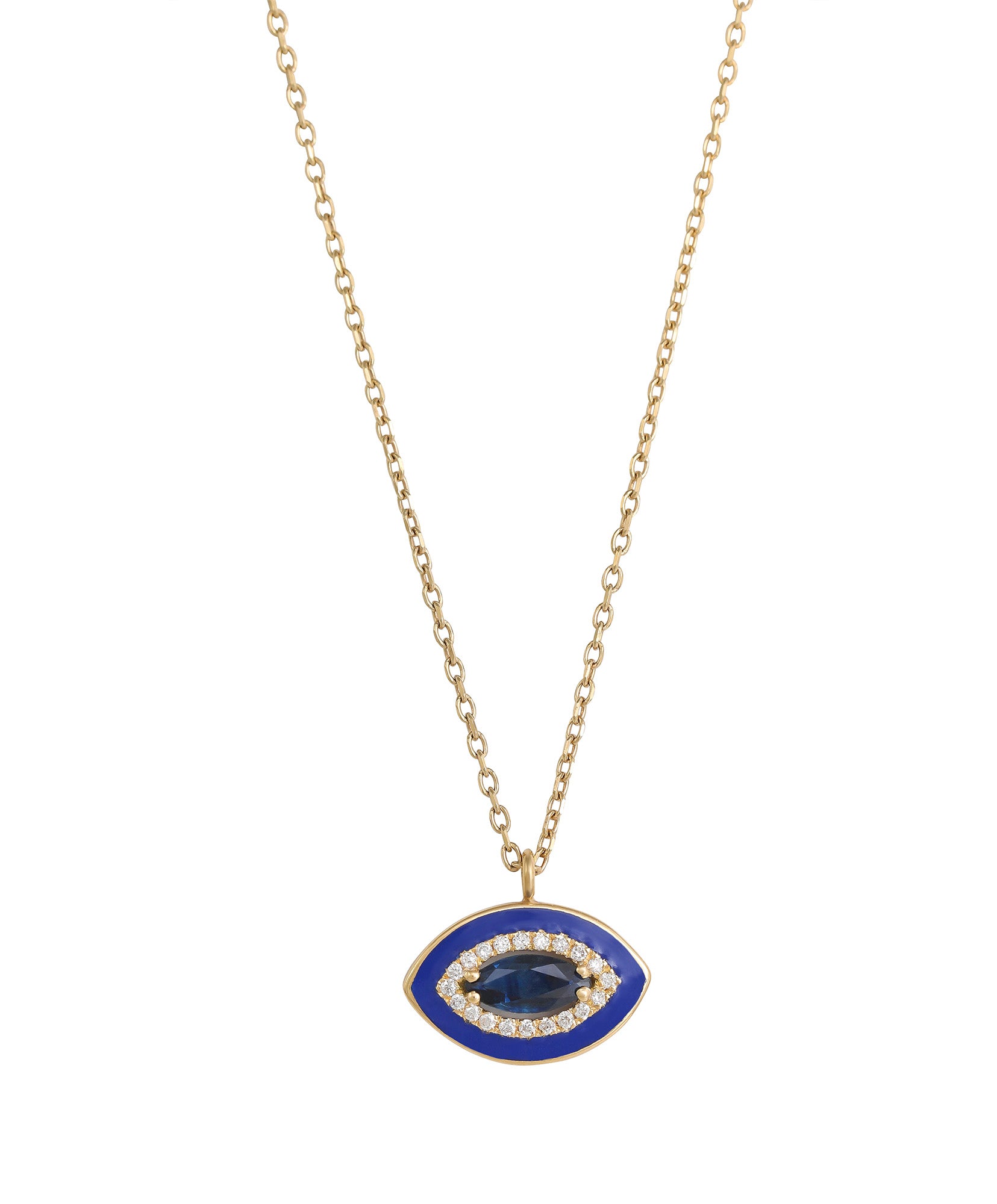  J by Boghossian, necklace, white diamond, gold, sapphire, navy blue enamel