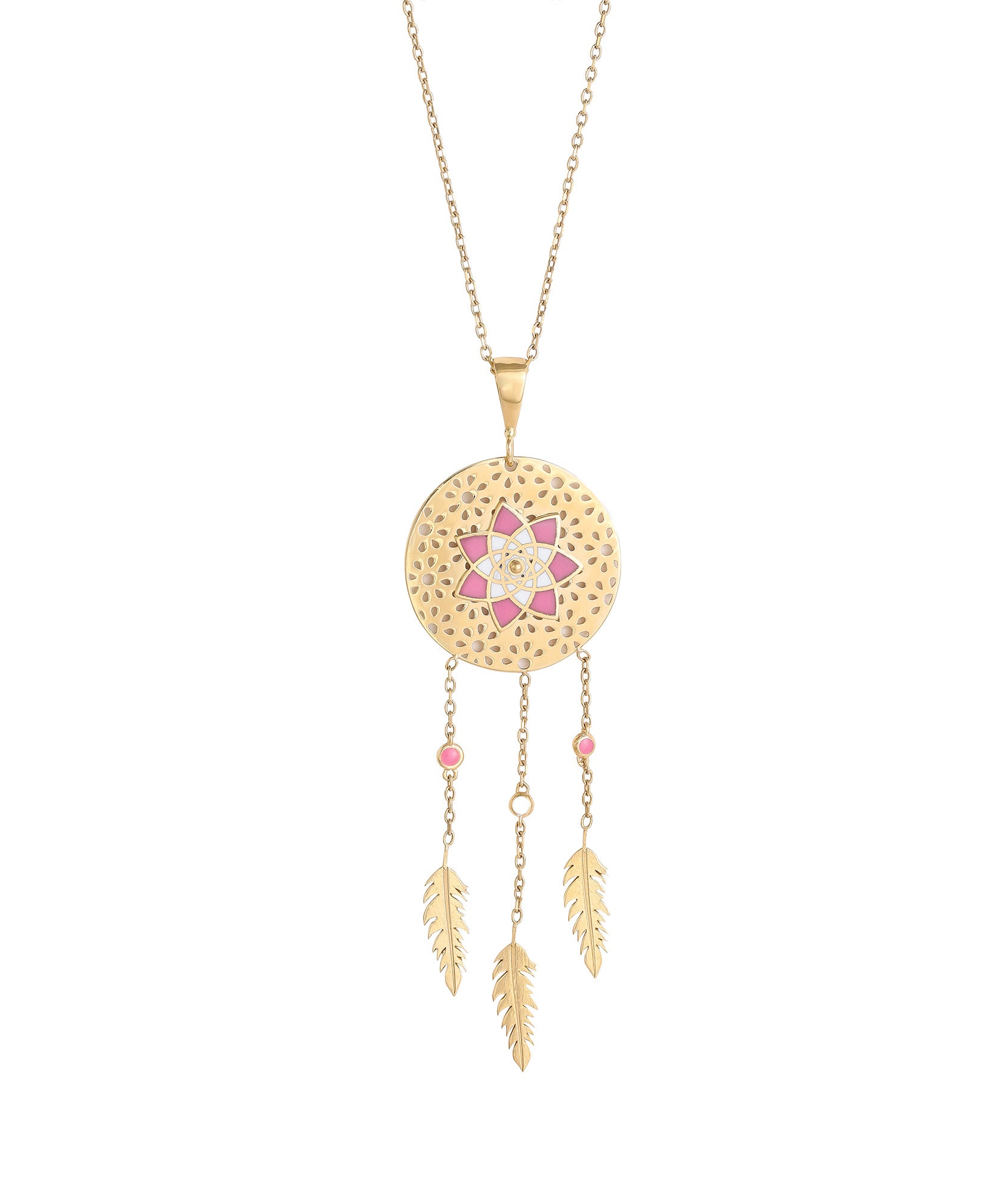 J by boghossian, gold, necklace, pendant, dreamcatcher