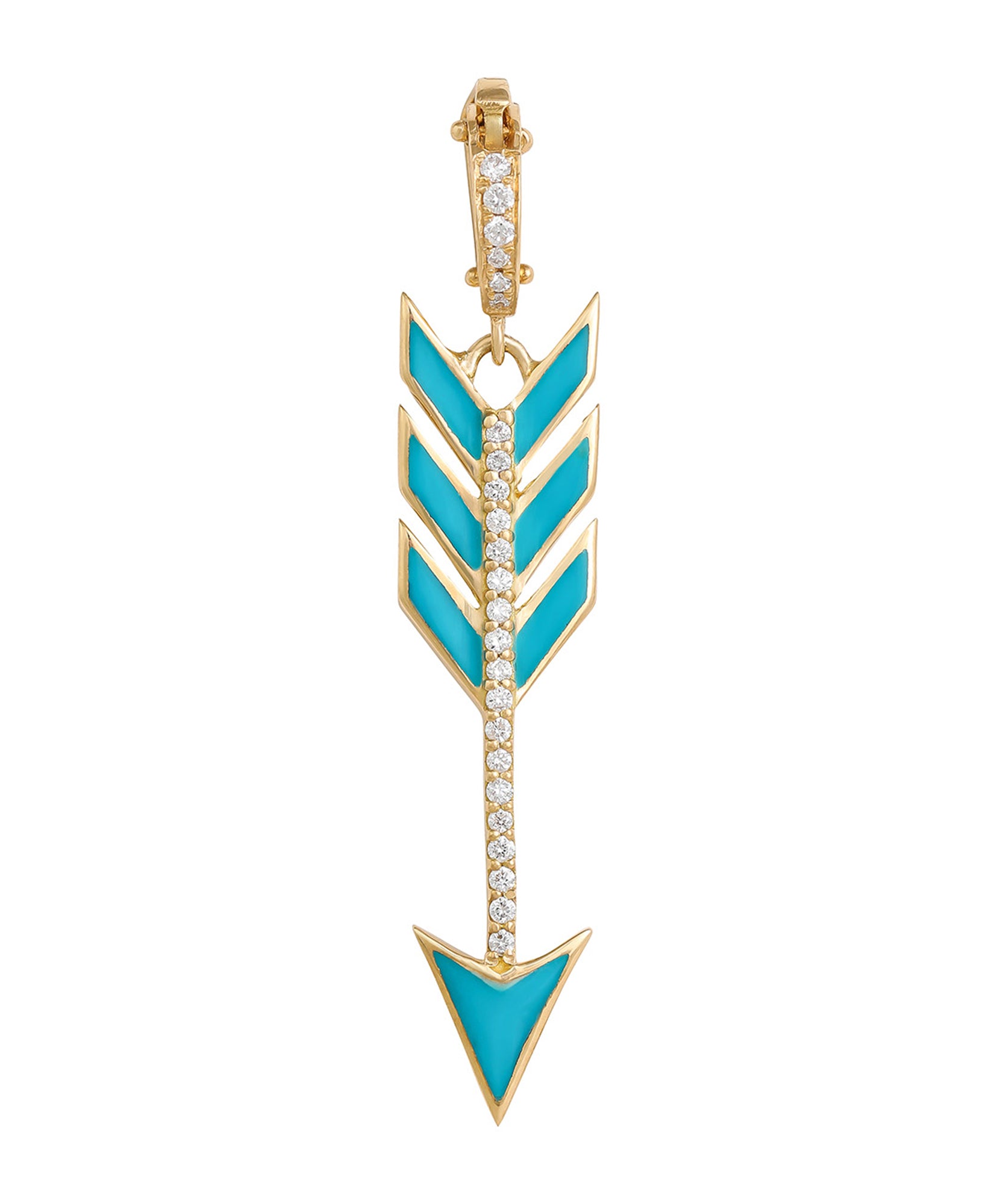 J by Boghossian, necklace, pendant, gold, arrow, Cupid's Arrow, charm, turquoise enamel
