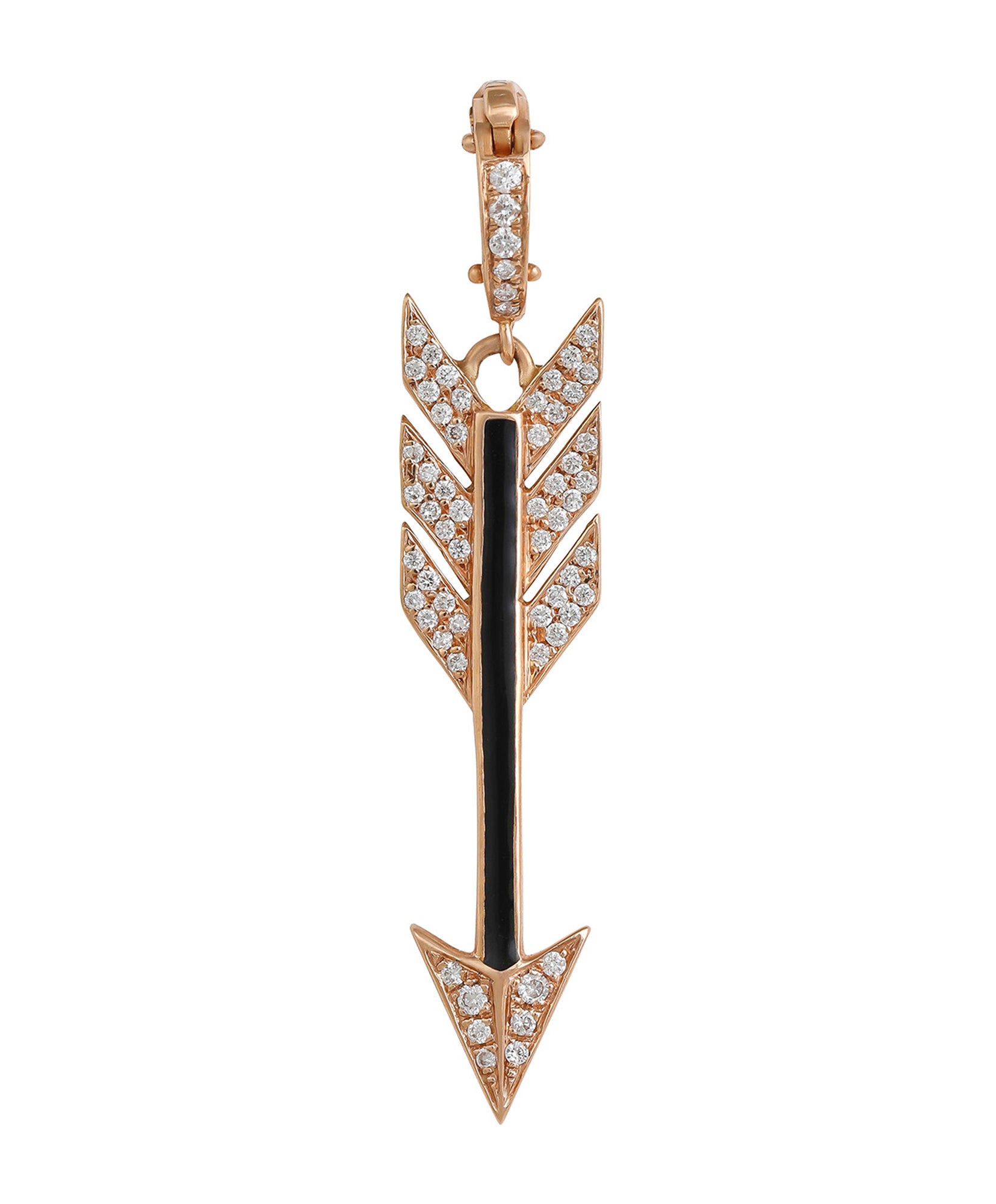J by Boghossian, necklace, pendant, gold, arrow, Cupid's Arrow, charm, black enamel
