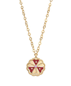 J by boghossian, gold, necklace, white diamond, pink saphire, red enamel