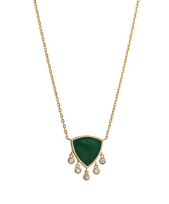 J by boghossian, white diamond, gold, necklace, drop, triangle, brown diamond, green enamel