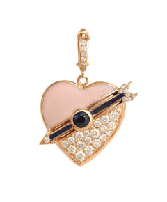 J by boghossian, gold, charm, heart, pink enamel, white diamond
