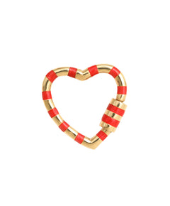 J by boghossian, white diamond, gold, charm, necklace, heart, lock, red enamel