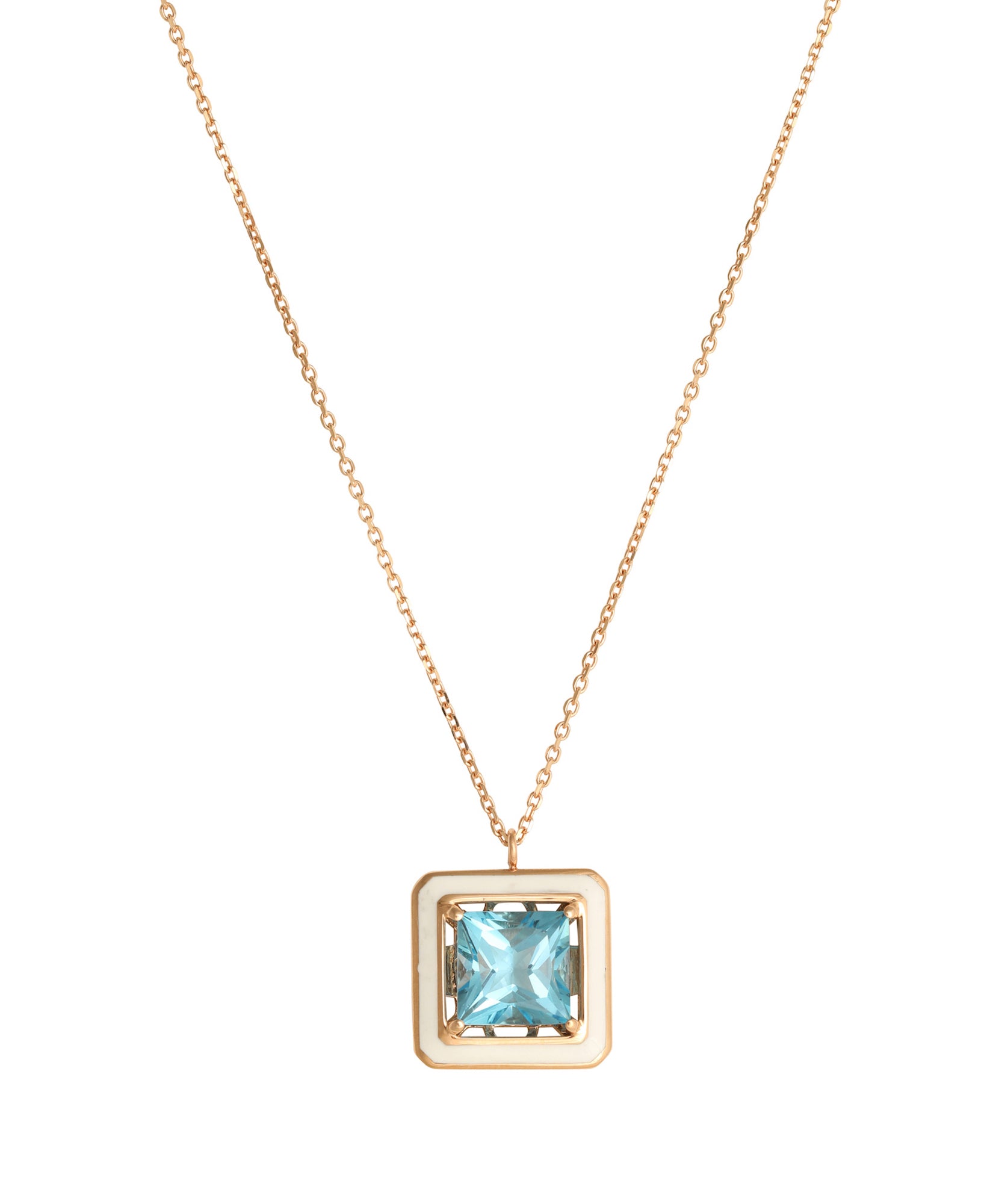 J by boghossian, blue topaze, necklace, white enamel, gold