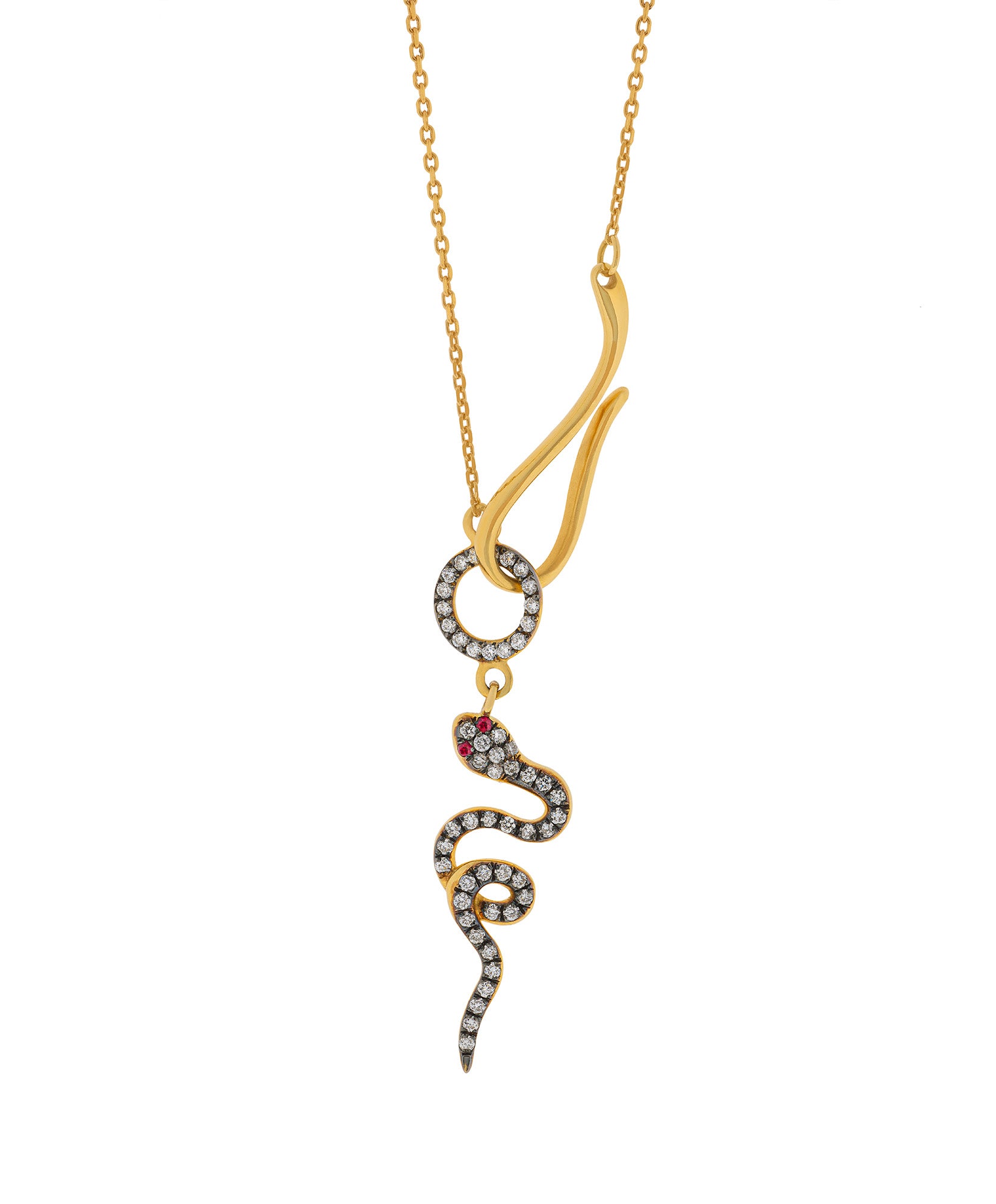 J by boghossian, white diamonds, gold, necklace, snake, black rhodium