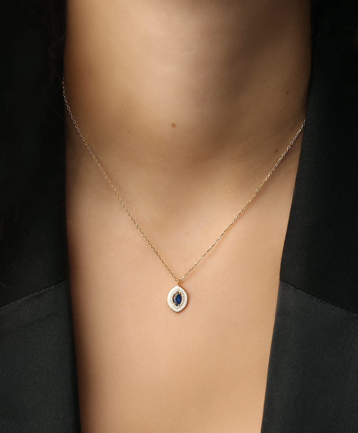 J by Boghossian, necklace, white diamond, gold, sapphire, white enamel