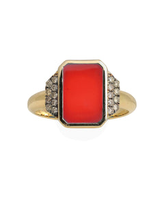 J by boghossian, ring, diamond, coral stone, gold